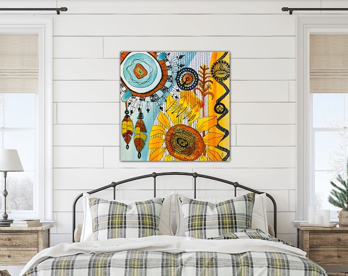 Mother Earth Reverie Original Watercolor Painting Print On Canvas Wrap Wall Decor Fine Art Giclee Printing