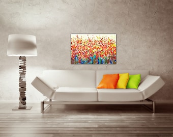 Abstract Late Night Garden Giclee Print: Multi Color Canvas Wall Art