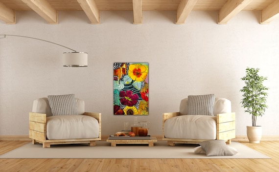 Abstract Deep Glory Garden Print From Original Watercolor Painting Giclee Stretched Canvas Wall Decor Fine Art