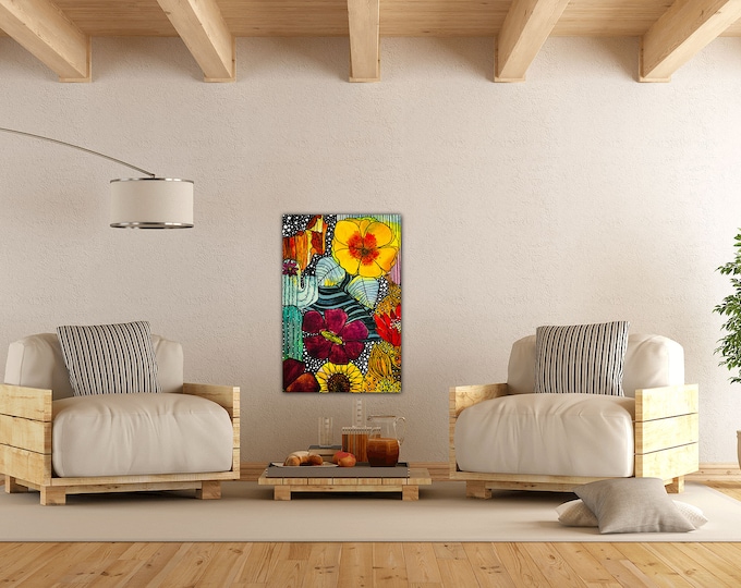Deep Glory Garden Print From Original Watercolor Painting Giclee Stretched Canvas Wall Decor Fine Art