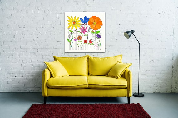 Original Master Garden Contemporary Original Watercolor Painting Giclee Stretched Canvas Wall Decor