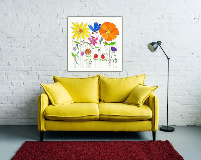 Original Master Garden Contemporary Original Watercolor Painting Giclee Stretched Canvas Wall Decor