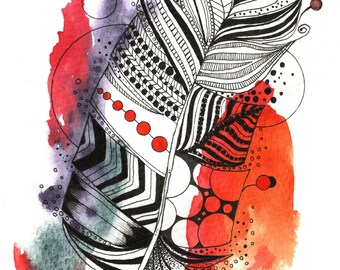 Abstract Feather Watercolor Giclee Print - LaDeeDah Designs