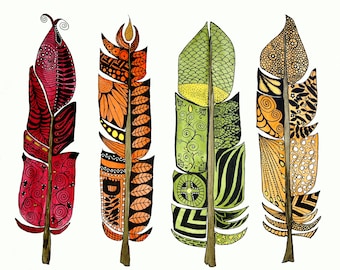 Feather Watercolor Giclee Print: Fine Art Photographic Paper