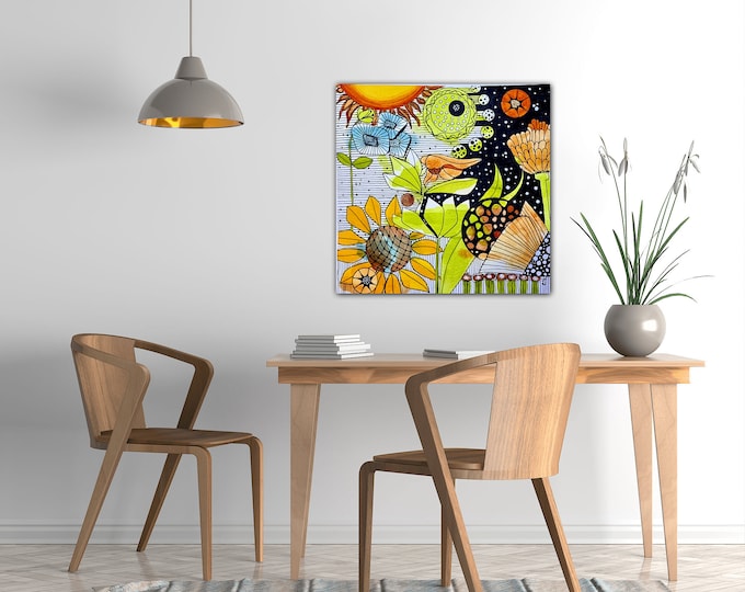 Astro Fluer Original Watercolor Painting On Giclee Print Canvas Wrap Wall Decor Fine Art LaDeeDah Designs