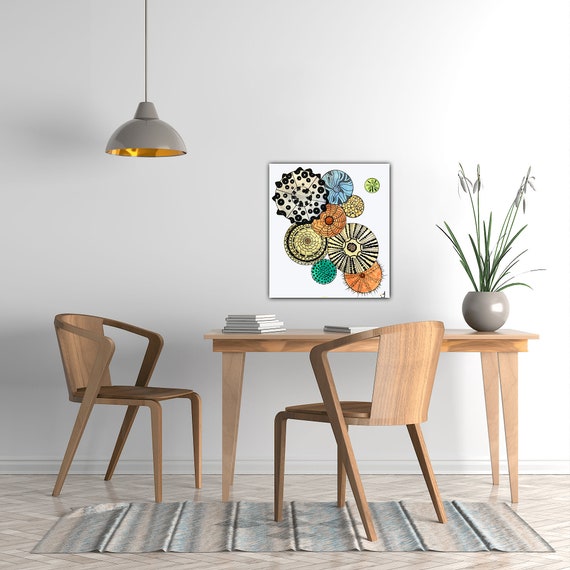 Abstract Sand Dollar Collection Number One Original Watercolor Painting Print On Canvas Wrap Wall Decor Fine Art Giclee Printing