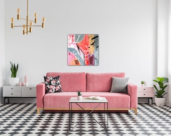 Abstract Leaves Watercolor Giclee Print on Canvas