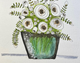 Sympathy Vase Original Watercolor Painting Giclee Print On Art Paper Wall Decor Fine Art