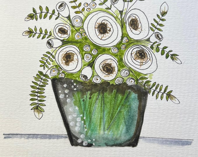 Sympathy Vase Original Watercolor Painting Giclee Print On Art Paper Wall Decor Fine Art