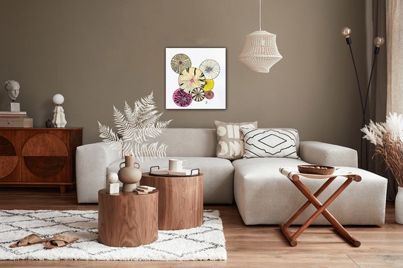 Abstract Sand Dollar Collection Six Original Watercolor Painting Print On Canvas Wrap Wall Decor Fine Art Giclee Printing