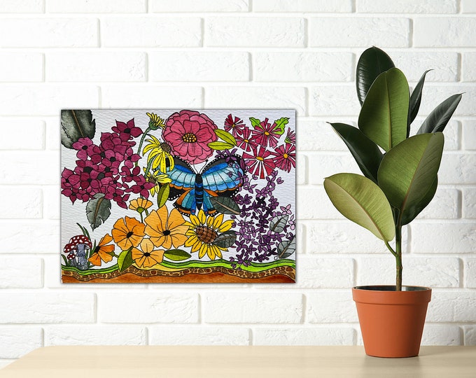 Raised Garden Original Watercolor Painting On Giclee Print Canvas Wrap Wall Decor Fine Art LaDeeDah Designs