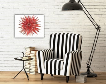 Rick's Dahlia Original LaDeeDahDesigns Watercolor Print Painting On Canvas Wrap Wall Decor Fine Art