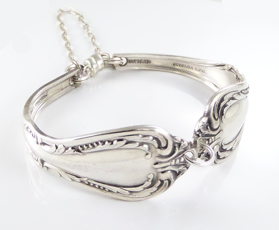 Vintage Spoon Cuff Bracelet Silverplate Antique Silver Upcycled