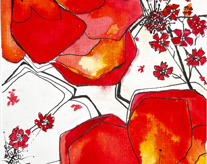 High Pollination Four Original Watercolor Painting Giclee Fine Art Print One Of A Kind Wall Decor Frame Stretched Canvas