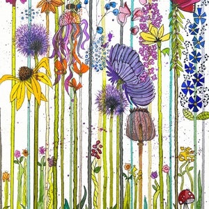 Happier Floral Garden Print From Original Watercolor Painting On Giclee Print Art Quality Paper Fine Art LaDeeDah Designs