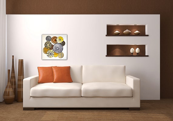 Abstract Sand Dollar Collection Three Original Watercolor Painting Print On Canvas Wrap Wall Decor Fine Art Giclee Printing