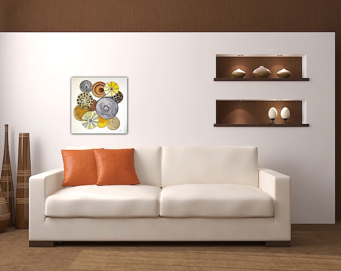 Abstract Sand Dollar Collection Original Watercolor Painting Print On Canvas Wrap Frame Wall Decor Fine Art Giclee Printing