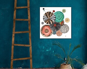 Sand Dollar Collection Number One Original Watercolor Painting Print On Canvas Wrap Wall Decor Fine Art Giclee Printing