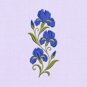 Iris Flower Embroidery Design, Blue Botanical Machine Embroidery File, Floral Digital Download