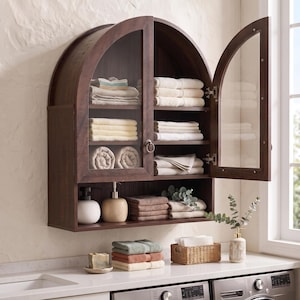 Vintage Arched Bathroom Wall Cabinet, Medicine Storage Shelving Box| Wall Mounted Perfume Storage