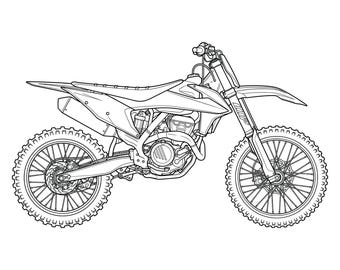 Dirt Bike Outline svg, Dirt Bike svg, Motocross Svg, Dirt Bike Clipart, Racing Svg, Dirt Bike Files for Cricut, Silhouette, Instant Download