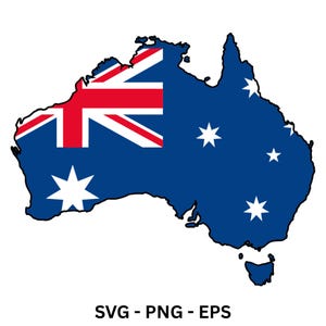 Australia Flag Map svg, Australia Map Flag Cut Files, Australia svg,  Australia with Flag svg, Australia Map Flag Clip Art, Digital Download