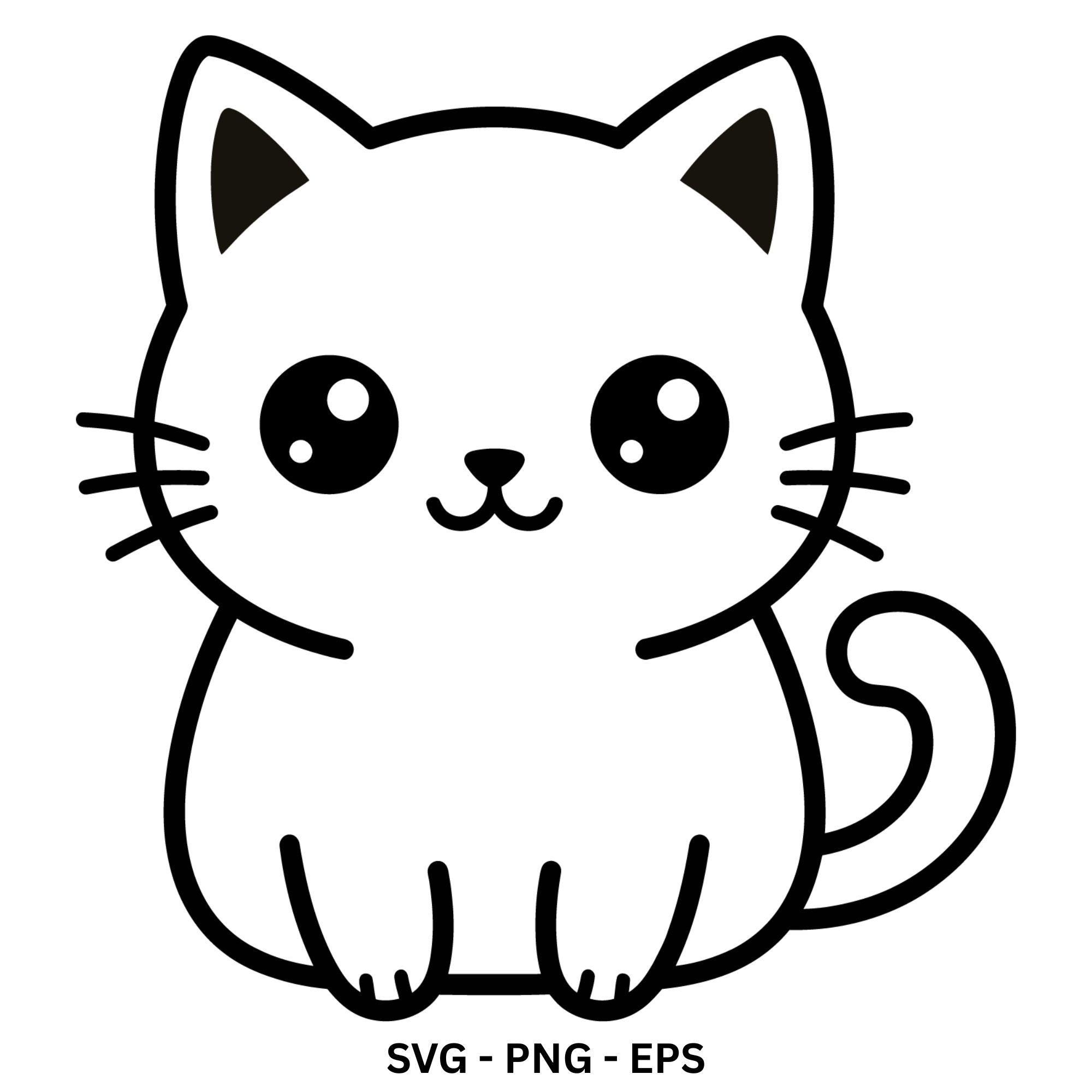 Simple Cat svg png, Cat svg Outline, Minimalist Cutout Design, Kawaii Cat svg, Cricut, Silhouette, Digital Download