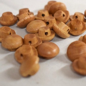 Wooden Shank Buttons / Made in Italy / Maple Wood / Brown Finish / Classic Round / Small 12mm Buttons (W995 maple 12mm shank)