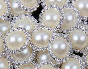 10pcs White Faux Pearl Button 21mm Flatback Embellishment