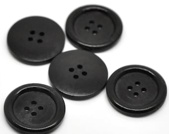 8 natural black x 25 mm wooden buttons buttons 8