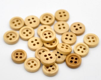 12 Tiny Brown Shirt Buttons 11mm Baby Doll Clothes Card Making Crafts 4 Hole
