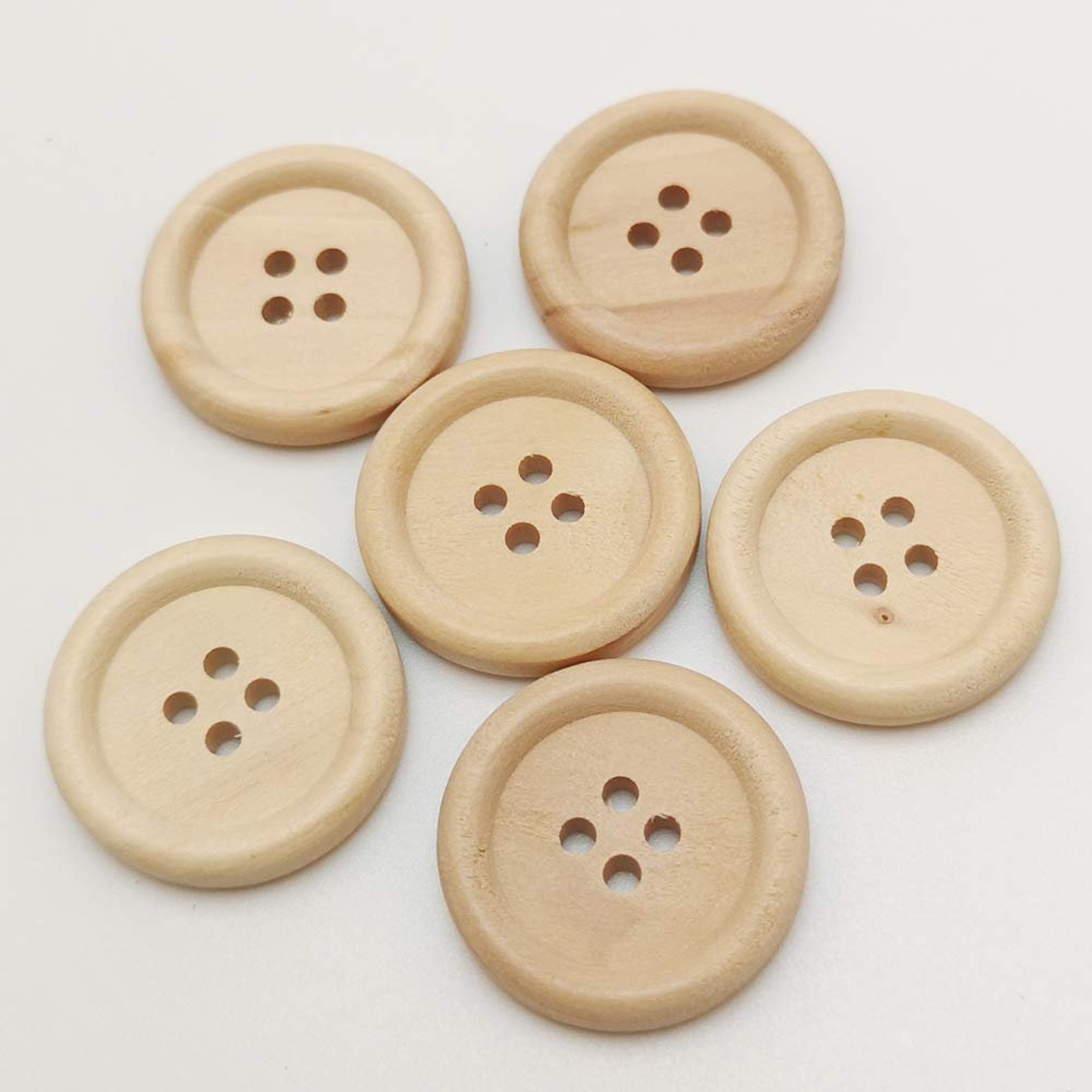 WHOLESALE Natural Wooden Buttons 25mm 1 Inch 4 Hole | Etsy UK