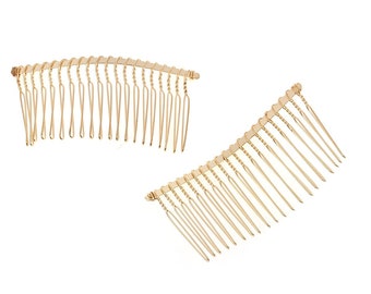 5 gold plated hair combs - nickel free - lead free - wedding bridal comb - 78mm x 38mm (3 inch x 1.5 inch) - hair clip accessories  (75799)