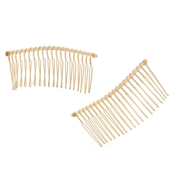 5 gold plated hair combs - nickel free - lead free - wedding bridal comb - 78mm x 38mm (3 inch x 1.5 inch) - hair clip accessories  (75799)