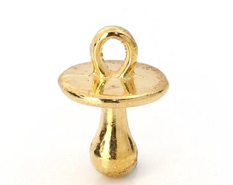 10 Gold Plated Pacifier Baby Charm Pendant - Gold Plated - Lead and Nickel Free - 13mm x 9mm (1/2" x 3/8") B0112592