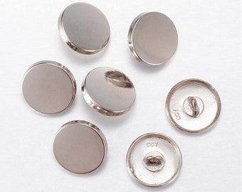 Silver Finish Metal Buttons Shank 15mm In Diameter (1/2 Inch) - Silver Tone Shank Button (05p)