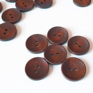 Brown Wooden Buttons 25mm 1 Inch 2 Holes Round Sewing Wood Buttons 25mm image 9