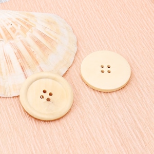 5 extra large natural wooden button - 5cm - 2 inch -  4 hole - wood buttons (b18941)