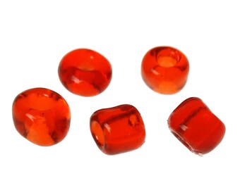 6/0 Glaspärlor 25g (333 Pärlor) - Röda - 4 mm x 3 mm - Små Glaspärlor (32988)