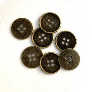 25mm Antique Bronze Metal Button - 4 Holes - 1 Inch - Sewing Metal Buttons (25mm02)