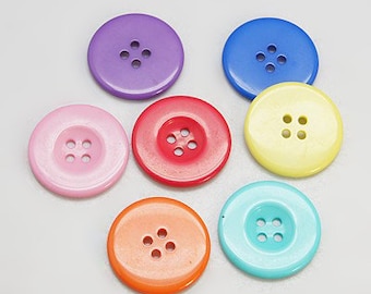 Large Multi Color Resin Acrylic Buttons - 38mm (1.5 inch)  - 4 Hole - Acrylic Button Multi Color RESI-D033-34mm-M