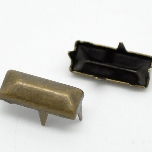 100 antique bronze cone rivet stud spikes -11mm x 5mm (3/8"x1/4") - rectangular - metal - 4 legs - rivets studs spike (b18730)