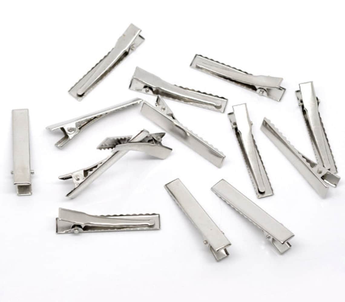 10 Alligator Hair Clips With Teeth Single Prong Silver Etsy