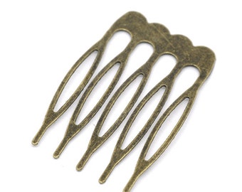 10 Bronze Hair Combs - Nickel Free - Lead Free - Wedding Bridal Comb - 39mm x 26mm - Hair Clip Accessories - Silver Comb (14362)