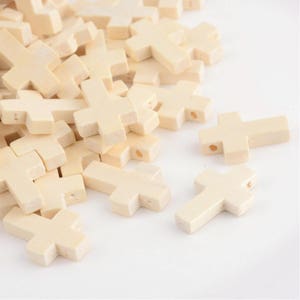 Wood Cross Pendant, Natural, Unfinished Wood Cross, Easter Crafts, Small Wood Cross, Pendant, 22mm x 15mm Hole: 2.5mm;S660-02