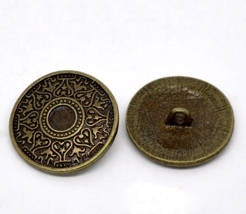 Antiqued Bronze Metal Buttons Shank 25mm 1 Inch Metal Etsy