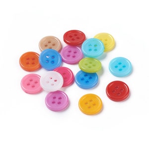 100 Small Round Buttons - Resin - Acrylic - Multi Color Button -  12mm (X-BUTT-E076-A-M)