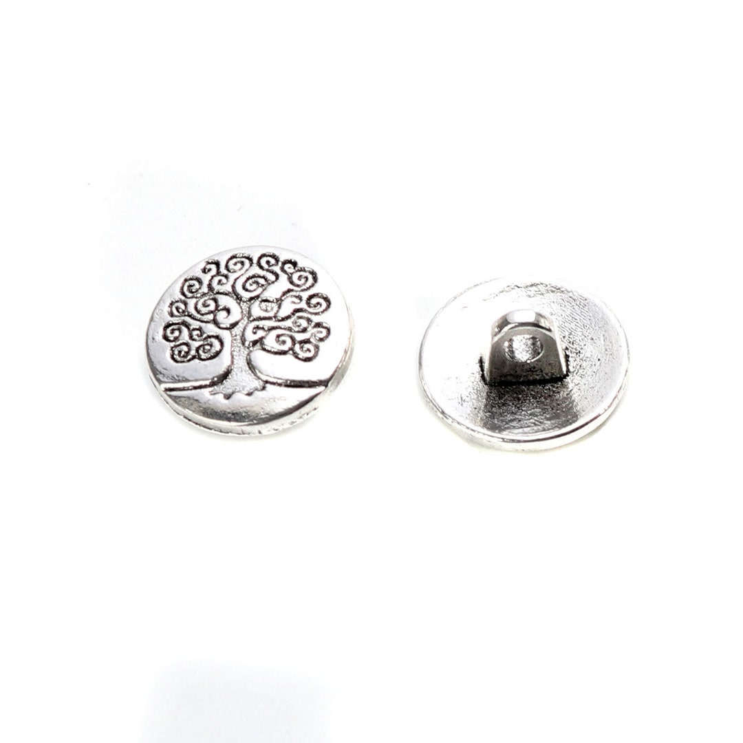 Tree of Life Silver Metal Sewing Buttons Round Lead and Etsy