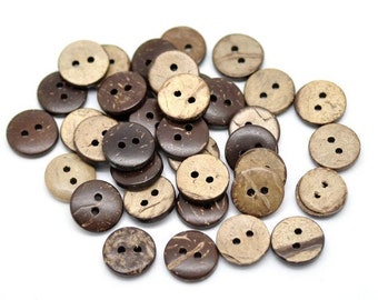 Small Coconut Shell Wooden Buttons - 13mm (1/2 Inch) - Wood Buttons