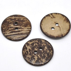 5 Large Wooden Buttons - 1.5 inch - 38mm - Wood Buttons -  Coconut Wood  B13837